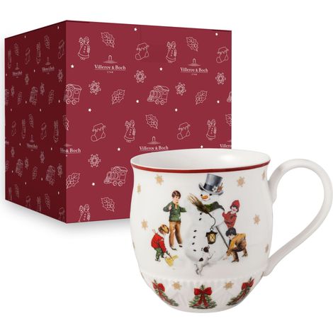 Mug avec Anse Bonhomme de Neige Multicolore, Tasse à Café, Vaisselle, Gobelet, Article de Noël, Porcelaine