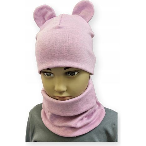 Set CAPPELLO + SCIARPA set bambini con ORECCHIE taglia 52-56 ROSA MELANGE (1/3)
