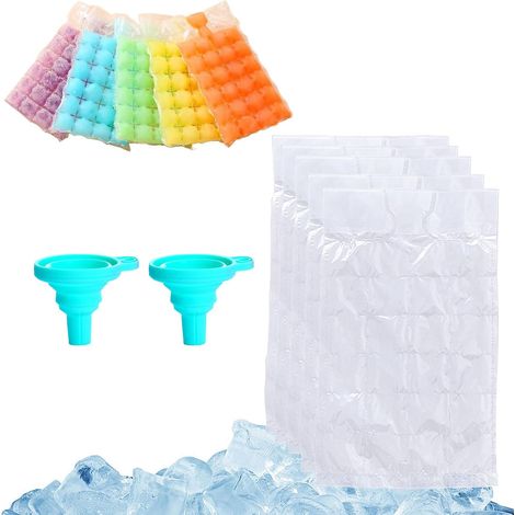 80 Pièces Sacs À Glaçons Avec Entonnoir En Silicone,Sacs À Glaçons Avec Fermeture Automatique,Sacsà Glace Auto-Scellants pour Boissons Froides,Moules Sacs À Glace Sans Bpa,Outil Boisson D'ete (1/5)