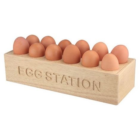 Rubber Wood 12 Egg Station