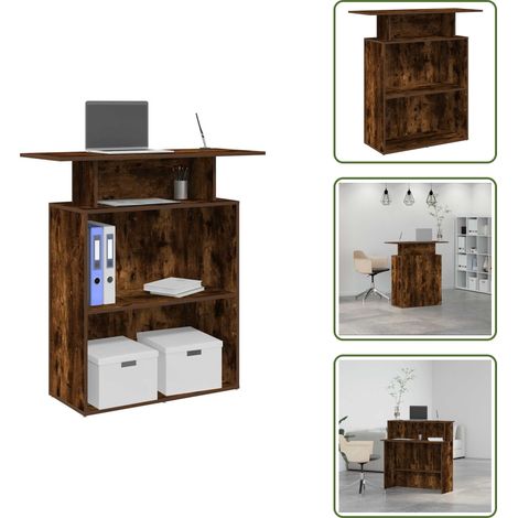 Archiviazione - vidaXL Banco Reception Rovere Fumo 100x40x104 cm in Legno Multistrato - Ufficio