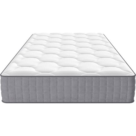 Materasso 90x200x25 cm bianco in schiuma e molle insacchettate con 7 zone e maniglie (1/5)