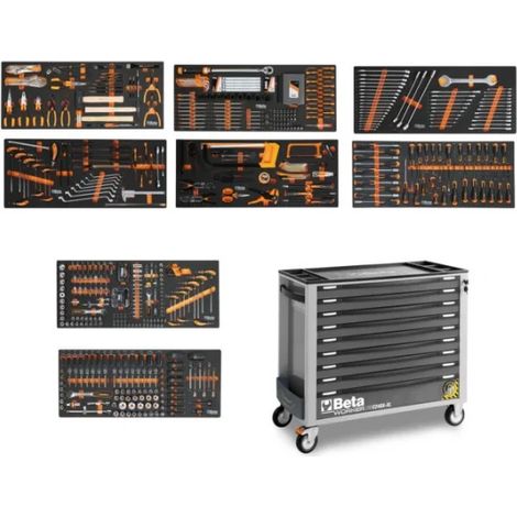 Beta BW 2400S XL9/E-XXL Cassettiera antiribaltamento con assortimento in termoformati 716 Pz. - Antracite