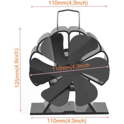 Ventilateur Poêle - 6 Pales Aluminium - Fonctionne Sans Électricité - Pour Poêle À Bois Cheminée Poêle À Granulés - 28 x 28 x 12 cm - 1 Pièce (1/3)