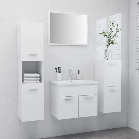 Meuble de salle de bain Mobilier de salle de bain - Blanc Aggloméré BV277440 - BonneVie (1/5)