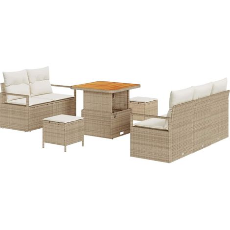 Garden Sofa Set with Cushion with Storage 8 pcs Beige and Cream vidaXL
