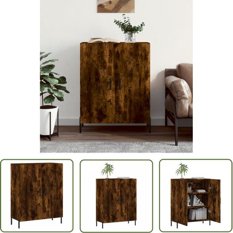 The Living Store Buffet chêne fumé 69,5x34x90 cm bois d'ingénierie - Buffet - Armoire - Meuble De Rangement - Mobilier - Cuisine (1/5)