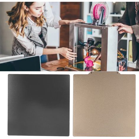 Plateforme d'impression en acier à ressort magnétique double face avec motif diamant PEO + texture PEI et aimant souple, 350350 mm, adaptée aux modèles Voron et autres. (1/5)