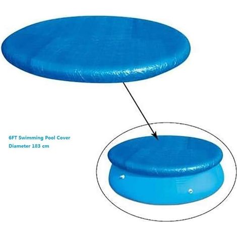 Bache Piscine Ronde Diamètre 183 cm, Baches Solaire Piscine de Protection Couverture Piscine Imperméable Coupe-Vent Corde Tendue Anti-poussière Durable pour Piscine Gonflable Ronde Fast Set (1/4)