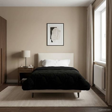 vidaXL Duvet Estivo Nero 155 x 220 cm Microfibra e Fleece Teddy