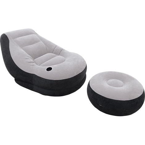 Sillón de terciopelo con reposapiés 130 x 99 x 76 cm INTEX 68564