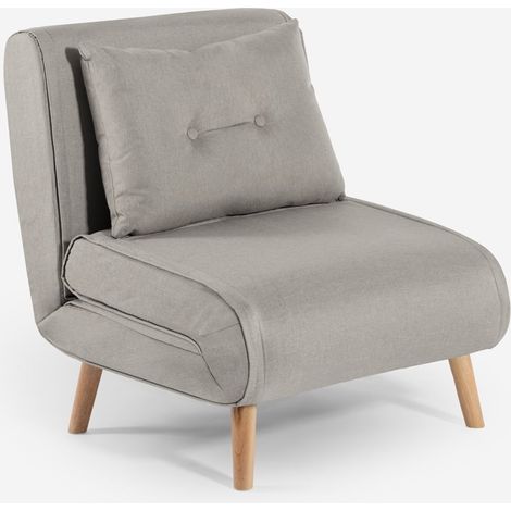 Poltrona letto pieghevole tessuto piedini in legno Miriam - Grigio (1/5)