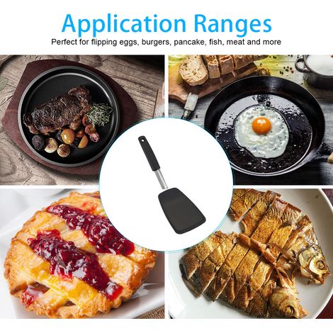 Spatule en silicone résistante à la chaleur, ustensile de cuisine antiadhésif, cuillère à retourner antidérapante pour poêle et pâtisserie, outil de cuisson polyvalent. (1/5)