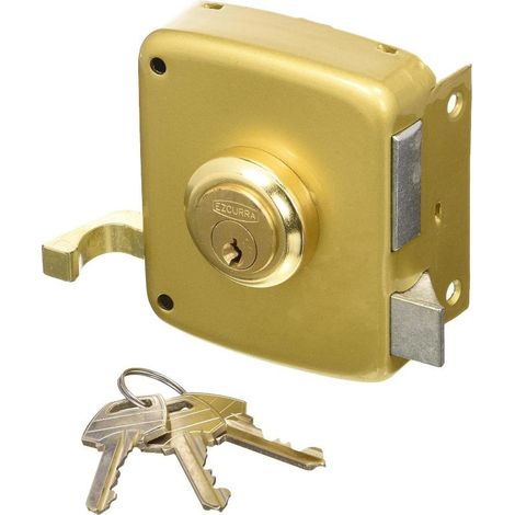 EZCURRA cerradura 1125/ 80 derecha esmaltada , Cerradura de sobreponer 1125 de 80mmCon doble cilindro y pestillo2 vueltasApertura derechaCilindro redondo 50mmDi (1/5)