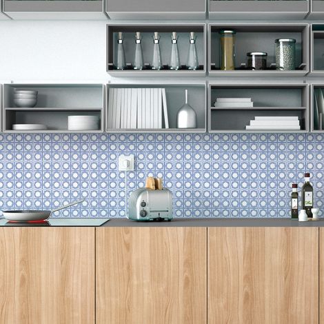 Sticker Mural Carrelage adhésif Cuisine Salle de Bain - 9 STICKERS CARREAUX DE CIMENT ORIENTAL ESNA - 9stickers10x10cm (1/5)