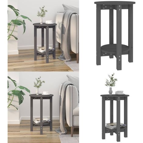 Table basse Gris Ø 40x60 cm Bois massif de pin - Table Basse - Meuble Salon - Table D'appoint - Table Ronde - Bois Massif - Home & Living (1/5)