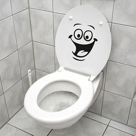 Smiley Sticker, Funny Wall Sticker for Toilet, Bathroom, Kitchen, PVC, 1 Color 18 x 24CM