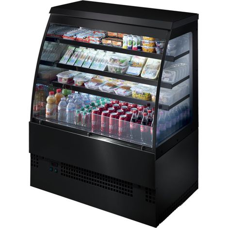 Comptoir réfrigéré ventilé self-service avec 3 étagères, +3°/+5°C, l 905 mm - RAL9005 905x800x1525 mm - VIRTUS