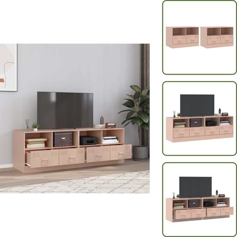 Meubles TV 2 pcs rose 67x39x44 cm acier - Meuble Tv - Meuble Tv Rose - Meuble Tv Moderne - Buffet Tv - Banc Tv (1/5)