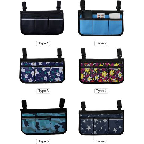 Sac pour fauteuil roulant avec poches, bandes réfléchissantes, accoudoir latéral pour Scooter électrique, pochette de rangement pour cadre de marche (1/5)