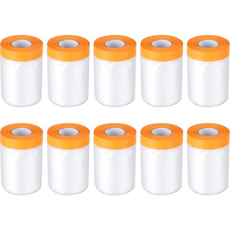 Paint Protection Tarpaulin with Washi Tape Pack of 10, Pre-Adhesive Transparent Masking Film 55cm x 20m for Windows, Walls, Floors, and Furniture (1/5)