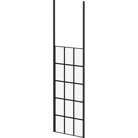 Colore 8mm Clear Glass Matt Black Crittall Frame 1950mm x 900mm Walk In Shower Screen including Ceiling Posts (1/5)
