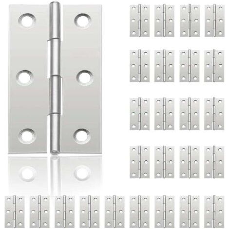 24 piccole cerniere per porte, in acciaio inossidabile, ideali per il fai da te: cerniere per ante di armadi, cerniere a pianoforte, portagioie, ferramenta per mobili, guardaroba (44 mm x 32 mm)