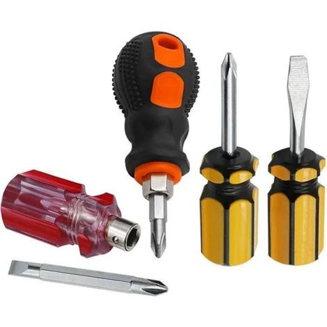 Mini tournevis en forme de carotte, magnétique, double usage, plat, cruciforme, ultra-court (1/5)