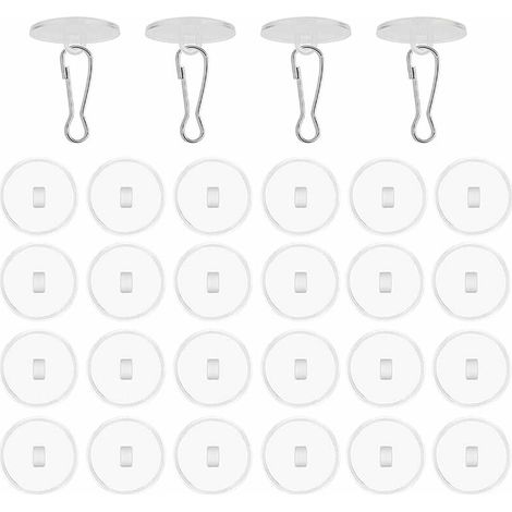 30 Pieces Clear Self-Adhesive Ceiling Hooks, No Drilling Required, Ceiling Hooks with Flag Pole Clamps, Decorative Hooks for Hanging Wind Chimes, Living Room, Bedroom, etc. (1/5)