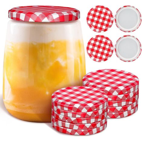 40 tapas metálicas rojas de 77 mm para tarros de cristal, tapas de conserva estándar, accesorios de cocina herméticos para verduras y alimentos secos. (1/5)