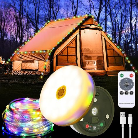 APEX Enroulable Lampe de Camping Portable 10M avec 7 Modes D'éclairage, Guirlande Camping Rechargeable, Étanchéité IP44,Avec télécommande (1/5)