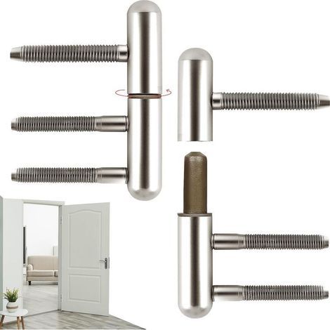 Paumelles de Porte Paumelles à Percer Sécurité Gonds Porte Paumelles de Rénovation Antirouille et Environnement pour Portes Intérieures Portes Bois Portes de Chambre Portes de Garage (Argent-2pcs)