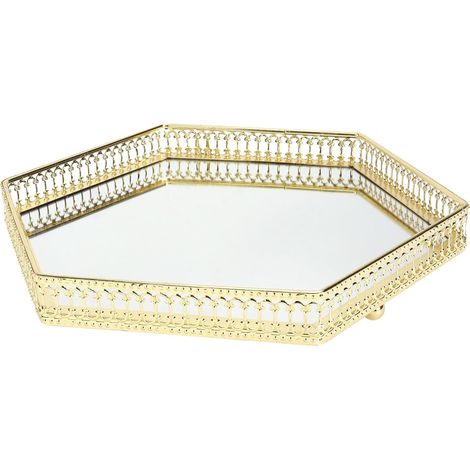 Plateau Hexagonal Métal à Miroir Plateau de Rangement Décoratif Fer et (1/5)