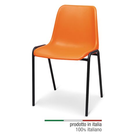 Sedia Attesa Milena con Scocca in Plastica Colore Arancione (1/2)