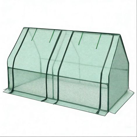 Mini serre de jardin robuste en acier galvanisé avec couverture PE 140 g/m², 180x90x90 cm, couleur verte (1/5)