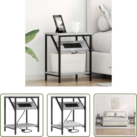 Rangement chambre -  Cabinet de chevet Gris Sonoma 38 x 30 x 48 cm Bois d'ingénierie (1/5)