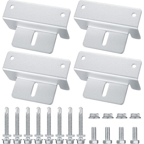 4 Pièces Panneaux Solaires en Z Supports pour Montage Panneau Solaire, Support Z avec écrous et Vis pour Camping-car, Toit (1/2)