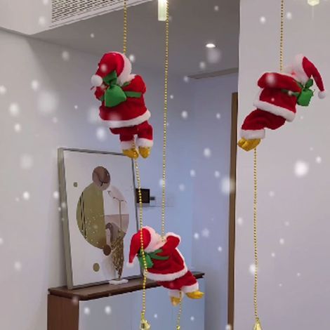 Perlas de escalada de Papá Noel, cuerdas de escalada de Papá Noel en los árboles, decoraciones musicales colgantes con perlas en los árboles de Navidad (1/5)