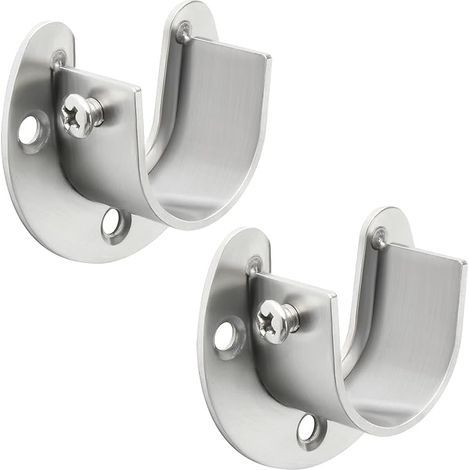 Support Tringle Rideaux Support Barre Penderie en Acier Inoxydable, Réglable Fixation Attache Tringle Rideau pour Tige de 28mm de Diamètre, Brossé (1/5)