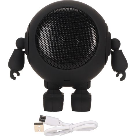 Tragbarer Bluetooth-Lautsprecher in Roboterform, Bluetooth 5.0, 1000 mAh, integriertes Mikrofon, Mini-Lautsprecher für Zuhause, Outdoor und Partys, Schwarz