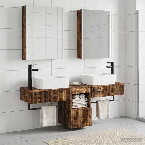 vidaXL Bathroom Cabinet Set 5 pcs Smoked Oak Engineered Wood (1/5)