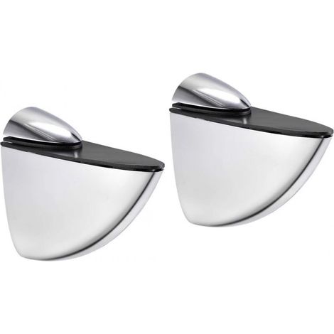 2x support étagère murale 65mm réglable type pelican métal couleur argent chromé brillant avec vis + cheville cuisine salle de bain meuble taquet attache universel (1/4)