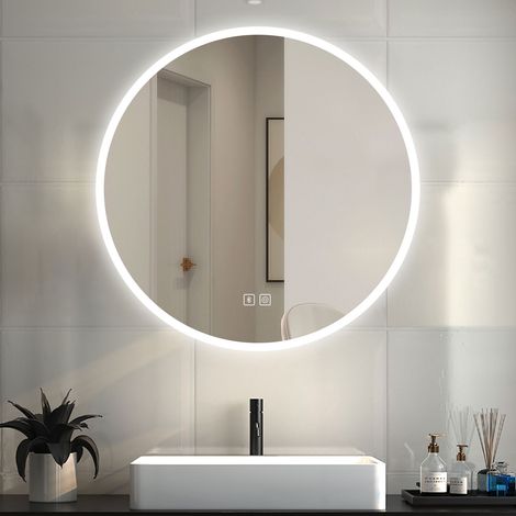 AICA ESPEJO DE BAÑO CON LUZ LED ,60 x 60 cm, espejo con función bluetooth,LED luz con 3 colores brillo ajustable, antivaho,función de memoria agapada (1/5)