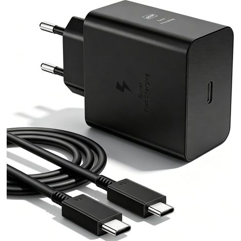 60W USB C Chargeur Rapide Câble USB C 2m pour Samsung Galaxy S26 Ultra S25 S24 S23 S22 S21 A57 A56 A55 A37 A36 A35 Tab S11 S10 S9 Adaptateur Chargeur Secteur Super Fast Charger (1/5)