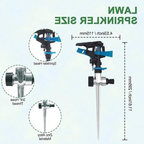 Automatischer Gartensprenger mit Pulsation und 360°-Rotation – Verstellbare Kunststoffdüse für Rasen und Garten (1/5)