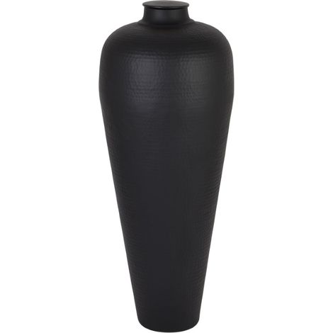 Large Hammered Vase with Lid - Metal - L40 x W40 x H103 cm - Matt Black