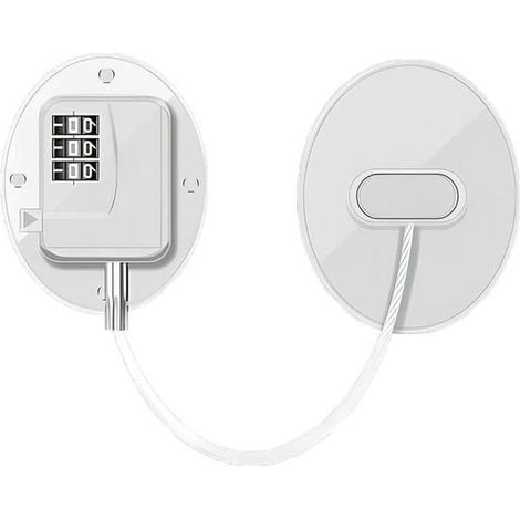 SABIR-Verrou de réfrigérateur sans perçage, cadenas à code auto-adhésif, verrou de sécurité pour fenêtre, cadenas à combinaison auto-adhésif résistant (blanc) (1/5)