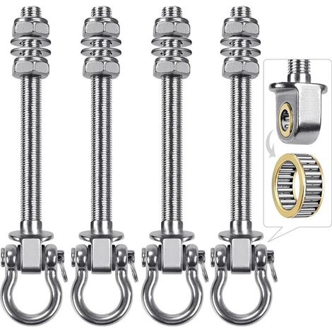 4pcs Boulons de Suspension 23.5cm Hamac Suspension pour Balançoire Kit Palier de Montage Pivotant pour Chaise d'intérieur/d'extérieur, Corde de Yoga, Sac de Frappe, Sac de Sable, 1500lbs (1/5)
