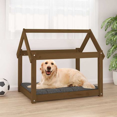 vidaXL Lit pour chien Marron miel 81x60x70 cm Bois de pin solide (1/5)