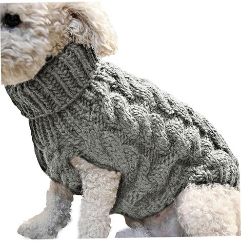 Pull de chien pulls petits chiens à col roulé à col roulé à col roulé pull en tricot élastique chariot d'hiver hiver épais chaud de petites vêtements de chien classiques pour chihuahua yorksyie,gris (1/5)